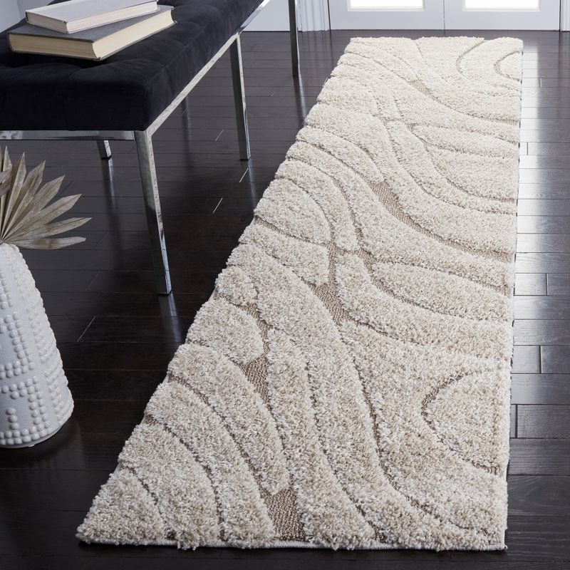Florida Shag SG471 Power Loomed Runner Rug - Cream/Beige - 2'3"x9' - Safavieh.