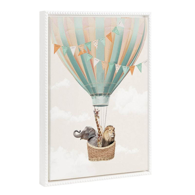 18"x24" Sylvie Beaded Hot Air Balloon Travel Framed Canvas by July Art Prints White - Kate & Laurel All Things Decor: Modern Style