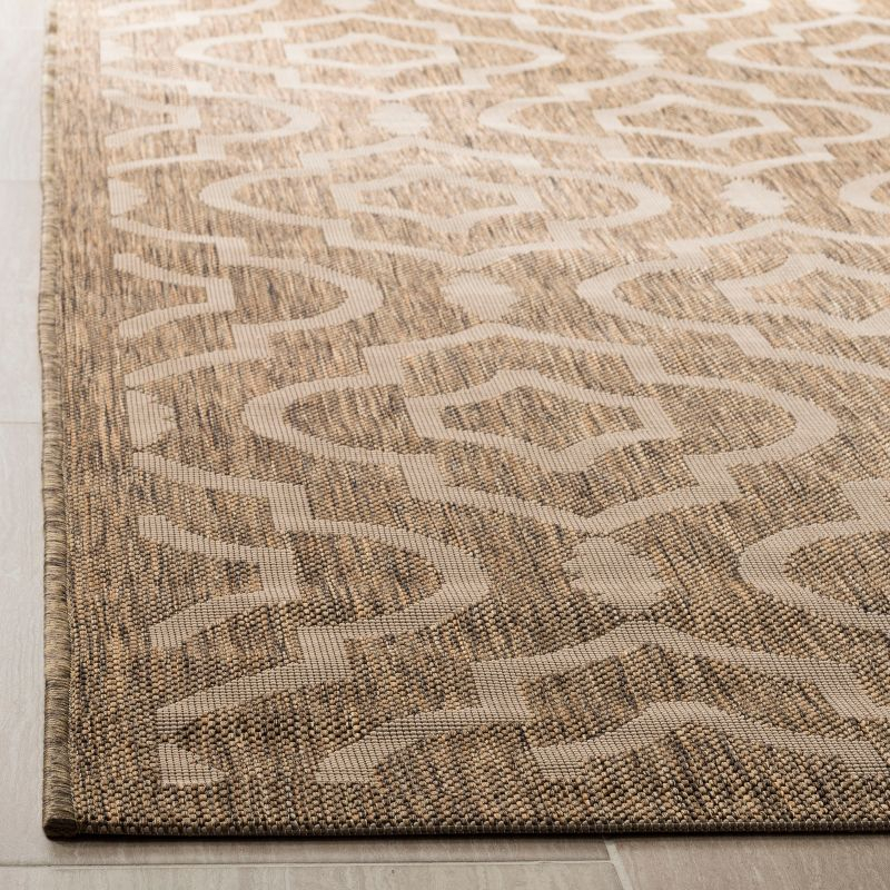 Courtyard CY6926 Power Loomed Indoor and Outdoor Area Rug - Brown/Bone - 7'10"x7'10" - Safavieh