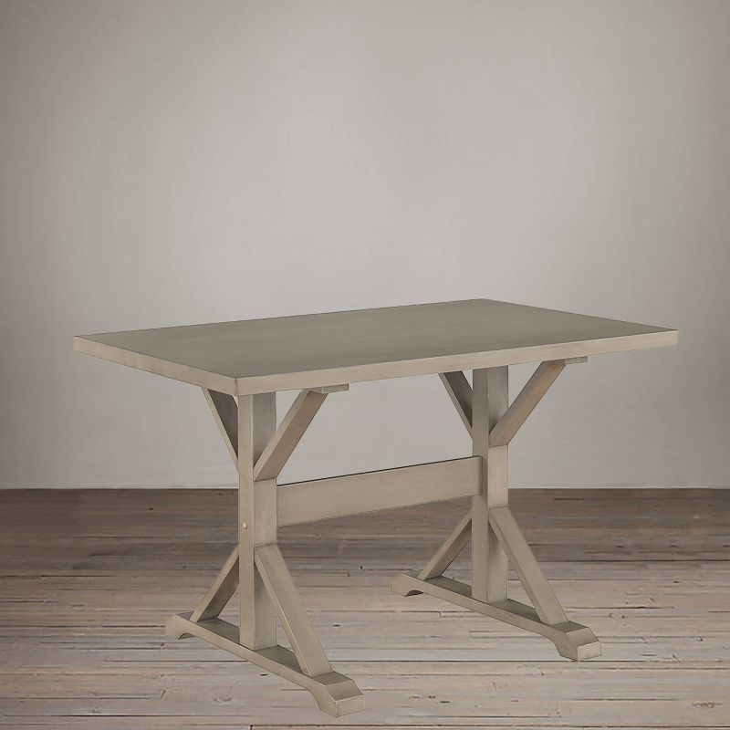 Carolina Living 48" Florence Trestle Dining Table Weathered Gray: Mid-Century Modern, MDF & Wood Veneer, Seats 4