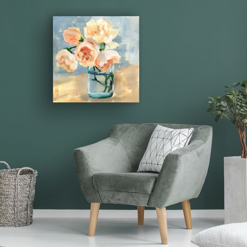 Victoria Barnes  Peonies in Mason Jar I Canvas Art
