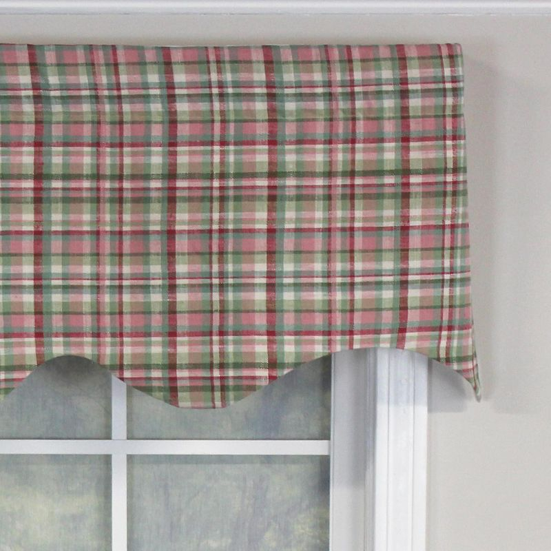 RLF Home Plaided Regal 100% Cotton with Fully Lined 3" Rod Pocket Valnance for Windows 50" x 17" Pastel