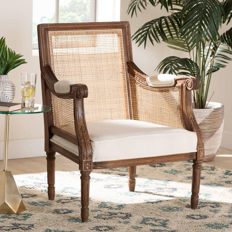 bali & pari Desmond Accent Chair: Traditional French Design, Foam Padded, Woven Back
