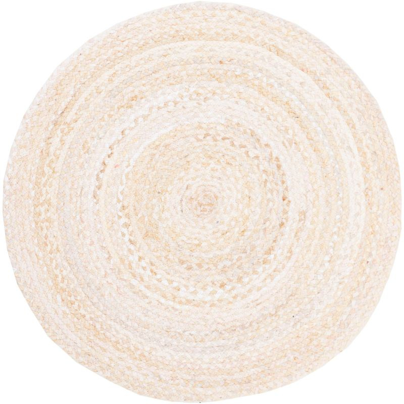 Braided BRD452 Hand Woven Indoor Area Rug - Beige - 4' Round - Safavieh