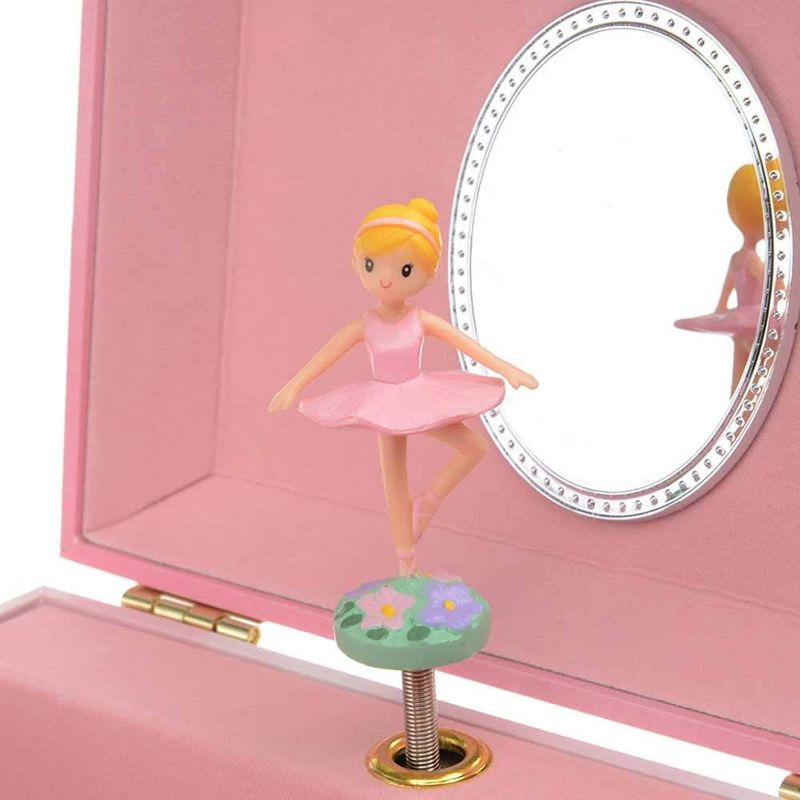 Jewelkeeper Girl's Musical Jewelry Storage Box with Spinning Ballerina Figurine, Pink