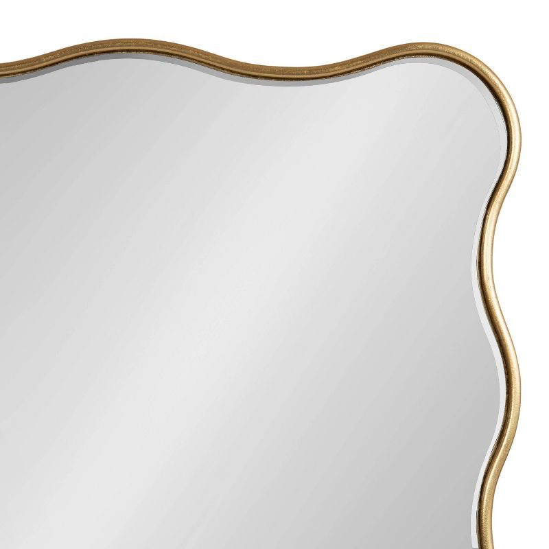 Kate & Laurel All Things Decor 24"x36" Viona Rectangle Scalloped Mirror Gold: Elegant Wavy Design, No Assembly Required
