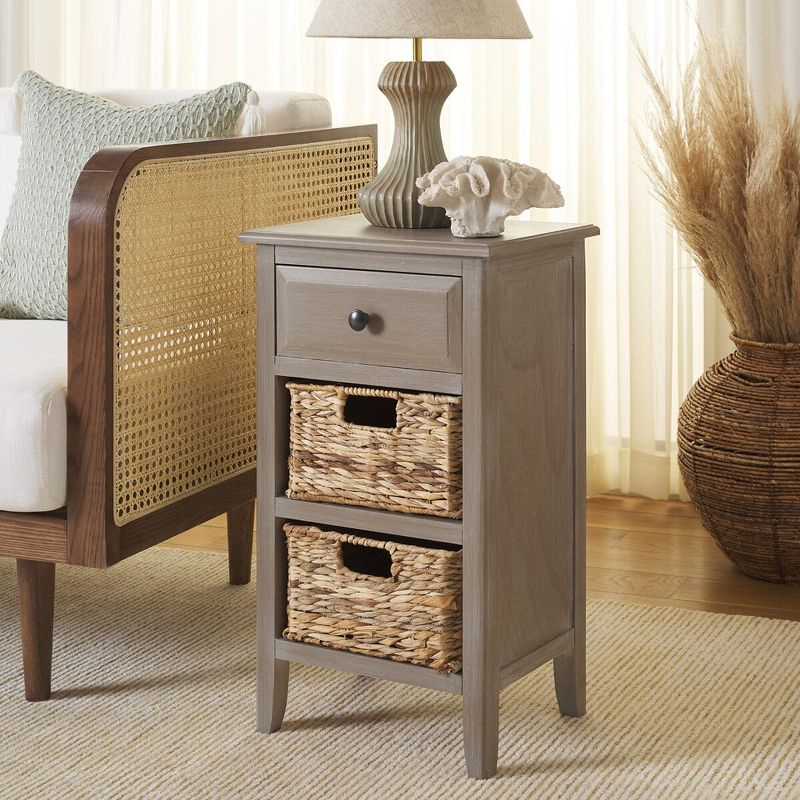 Everly Drawer Side Table - Taupe - Safavieh.