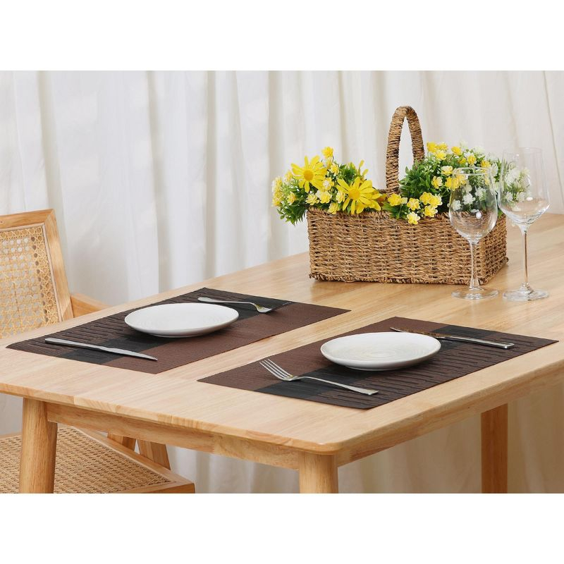 Unique Bargains Dining Table Heat-Resistant Woven PVC Placemats 18 x 12 Inches 6 Pcs Coffee
