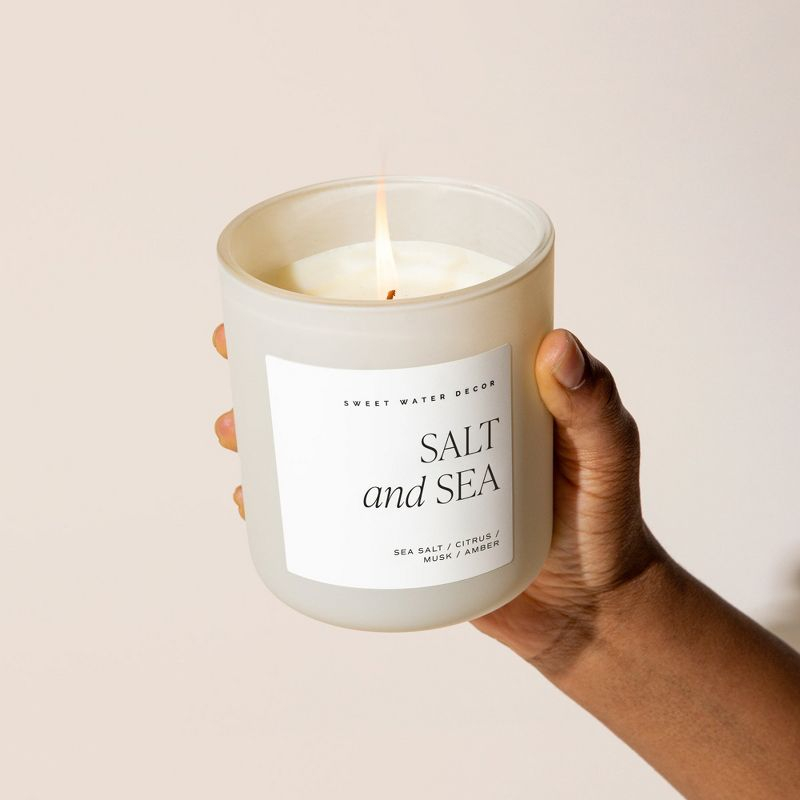 Sweet Water Decor Salt & Sea 15oz Tan Matte Jar Soy Candle