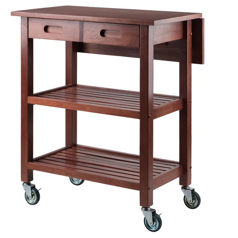 Jonathan Kitchen Cart Walnut - Winsome: Rolling Island with Storage, Wood Composite Surface