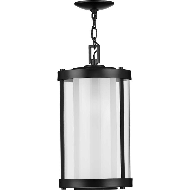 Progress Lighting Irondale 1-Light Black Hanging Lantern with Clear Glass Shade