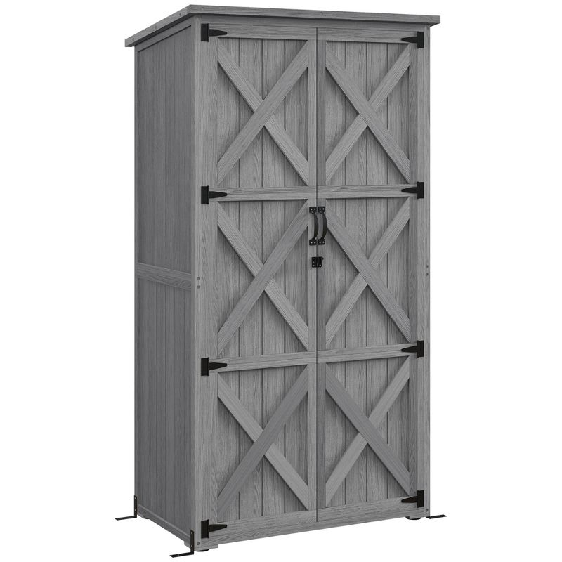 Outsunny Outdoor 3 ft. W x 2 ft. D Wood Vertical Tool Shed