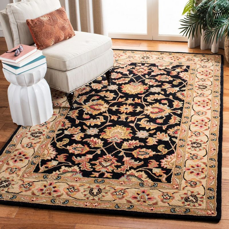 Heritage HG957 Handmade Area Rug - 4'x6' - Black/Beige - Safavieh