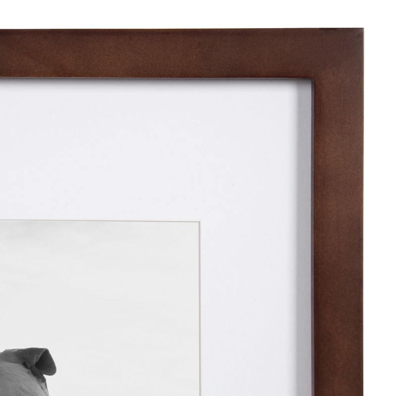 DesignOvation Gallery Rectangle Wood Wall Frame, 14x18 matted to 11x14, Walnut Brown