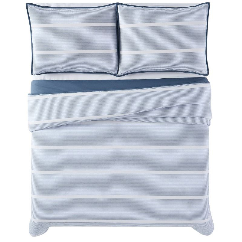 Brooklyn Loom 2pc Twin/Twin XL Niari Yarn Dye Stripe Comforter Set Blue: Machine Washable, OEKO-TEX Certified