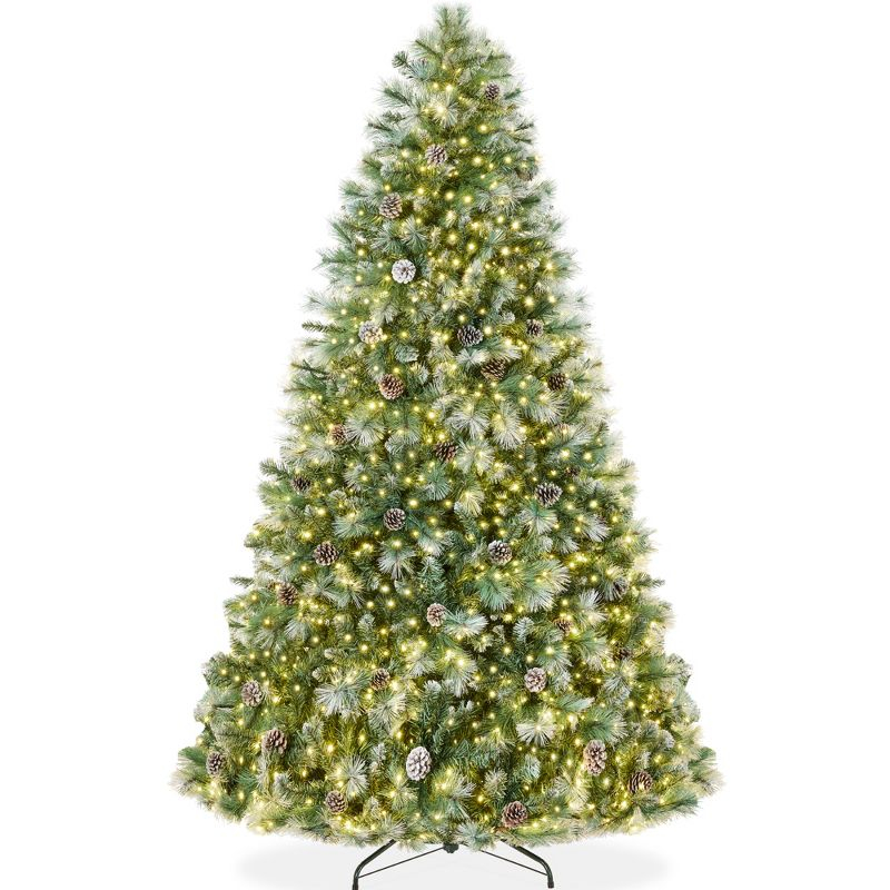 Best Choice Products 6ft Pre-Lit Frosted Scotch Pine Christmas Tree w/ 946 Branch Tips, 250 2-in-1 LED Lights