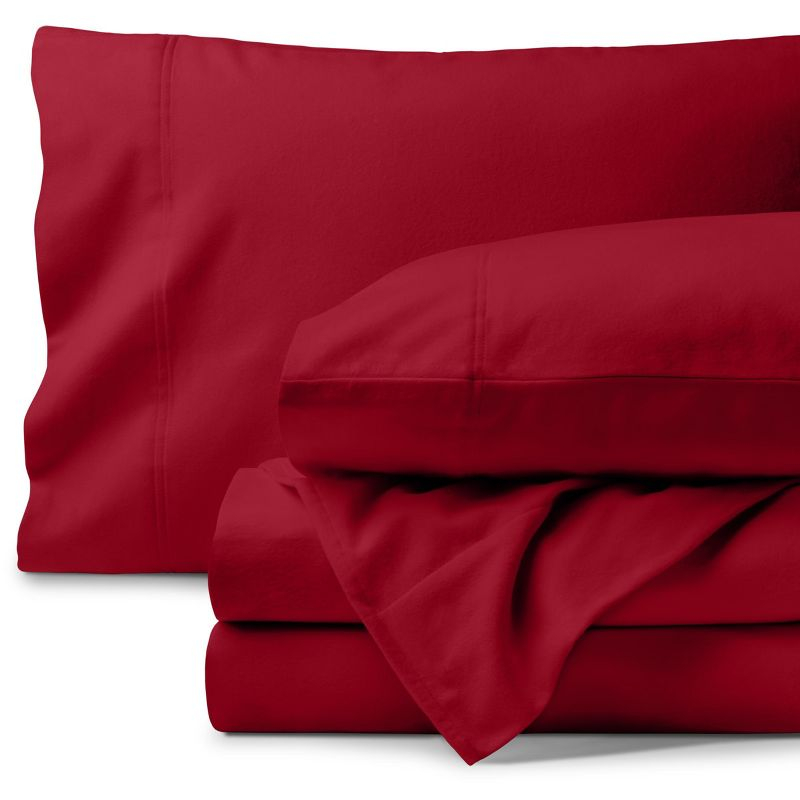 Red Organic Flannel Twin XL Sheet Set by Bare Home
