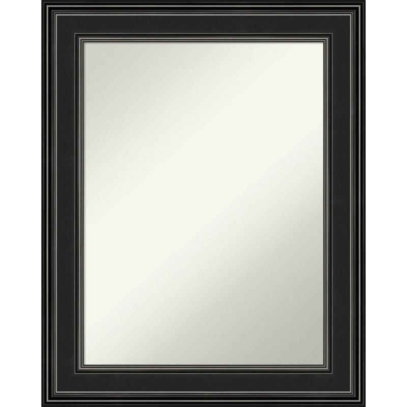 24" x 30" Non-Beveled Ridge Black Bathroom Wall Mirror - Amanti Art: Rectangle, Polystyrene Frame, Wall Mounted
