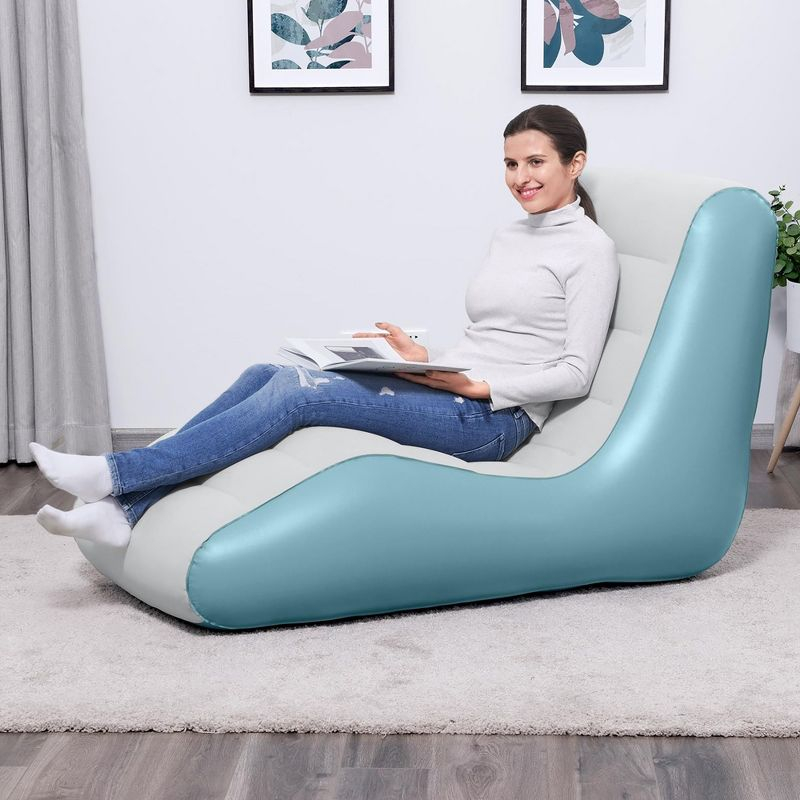 Bestway Leisure Luxe Chaise Lounger – Inflatable Air Recliner, Blue & Grey
