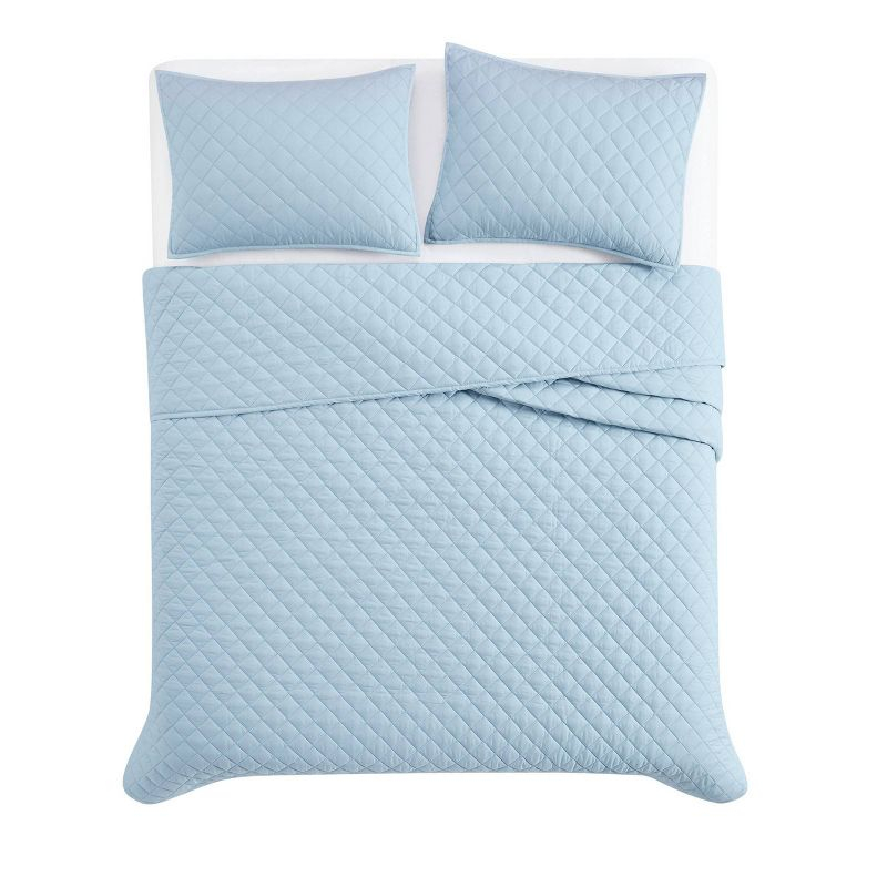Cannon 3pc Full/Queen Percale Quilt Set Light Blue