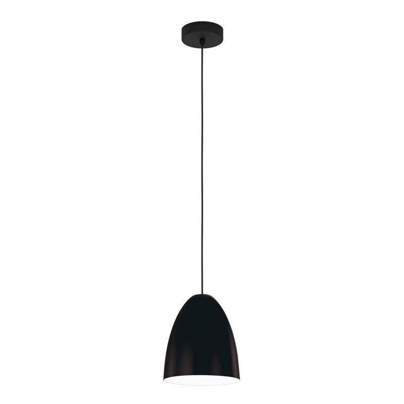1-Light Sarabia Pendant Structured Black Exterior and Matte White Interior Metal Shade - EGLO: Adjustable Ceiling Fixture for Kitchen