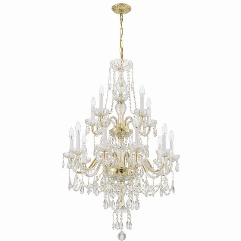 Crystorama Lighting Traditional Crystal 15 - Light Chandelier in  Polished Brass