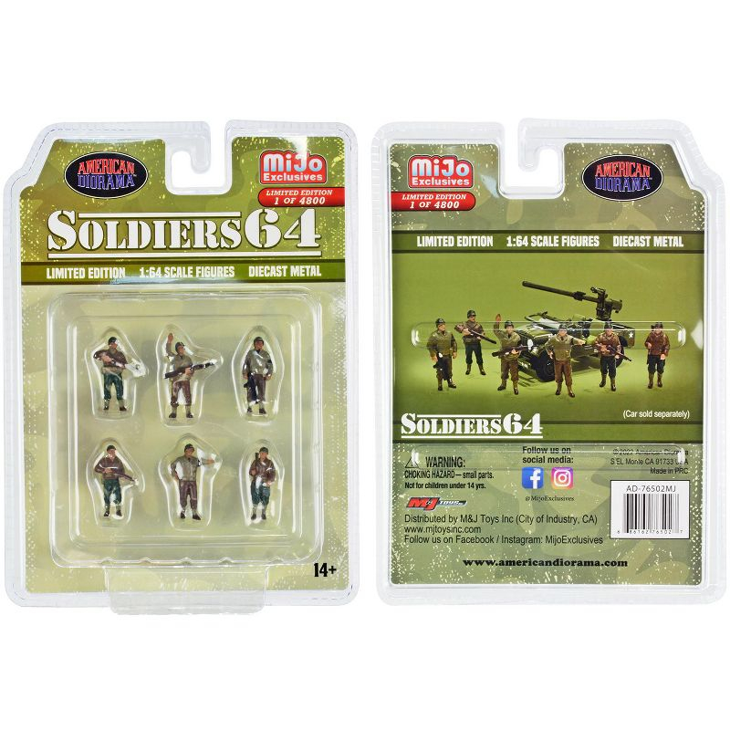 "Soldiers 64" 6 piece Diecast Set Military Figures Limited Edition to 4800 pieces for 1/64 Scale Models by American Diorama