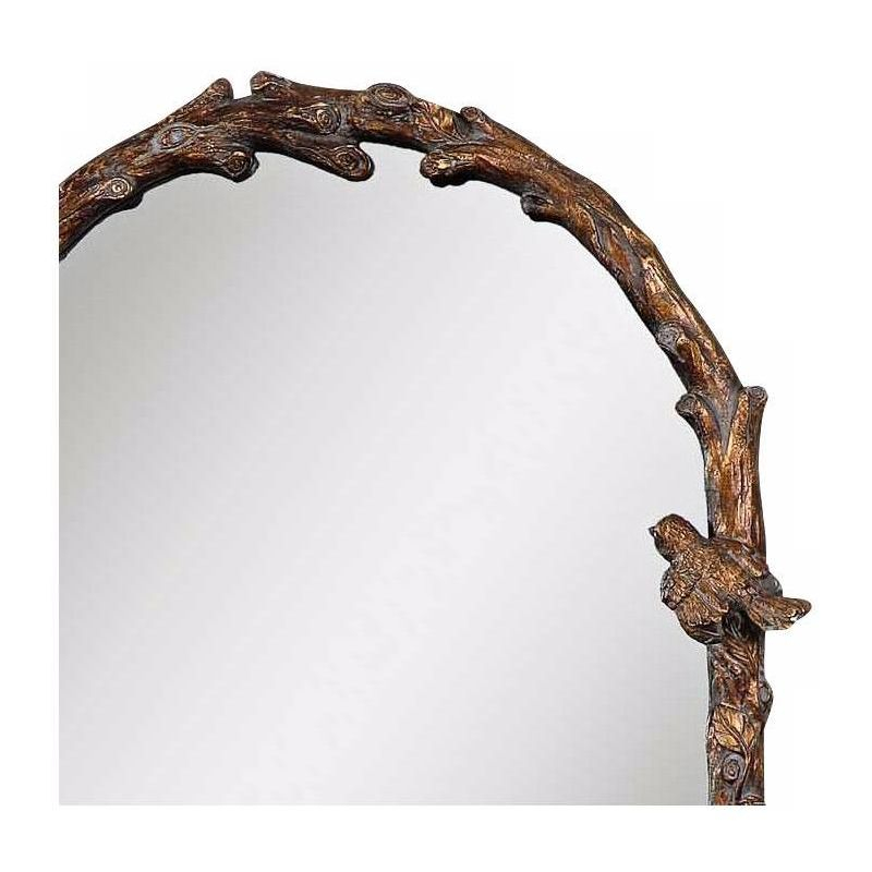 Uttermost Arched Top Vanity Accent Wall Mirror Rustic Antique Gold Gray Metal Frame 26" Wide for Bathroom Bedroom Living Room Home