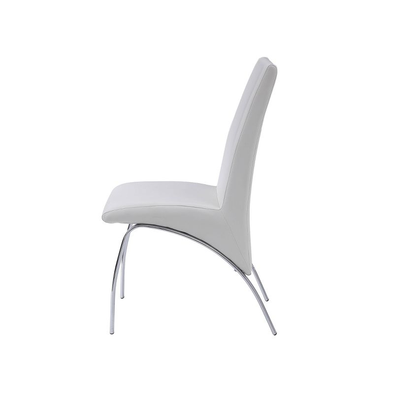 Set of 2 17" Pervis PU Dining Chairs White/Chrome - Acme Furniture: Metal Frame, Polyurethane Upholstery, Armless Design