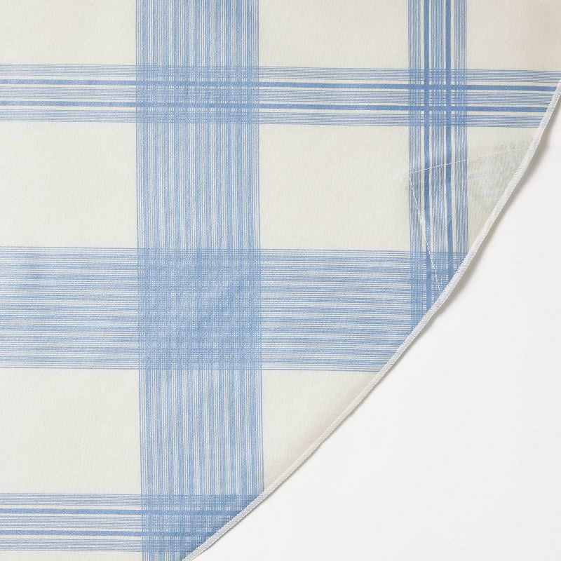 70" Round Oiled Tablecloth Blue Plaid - Threshold™ designed with Studio McGee: Classic Spring Pattern, OEKO-TEX Certified