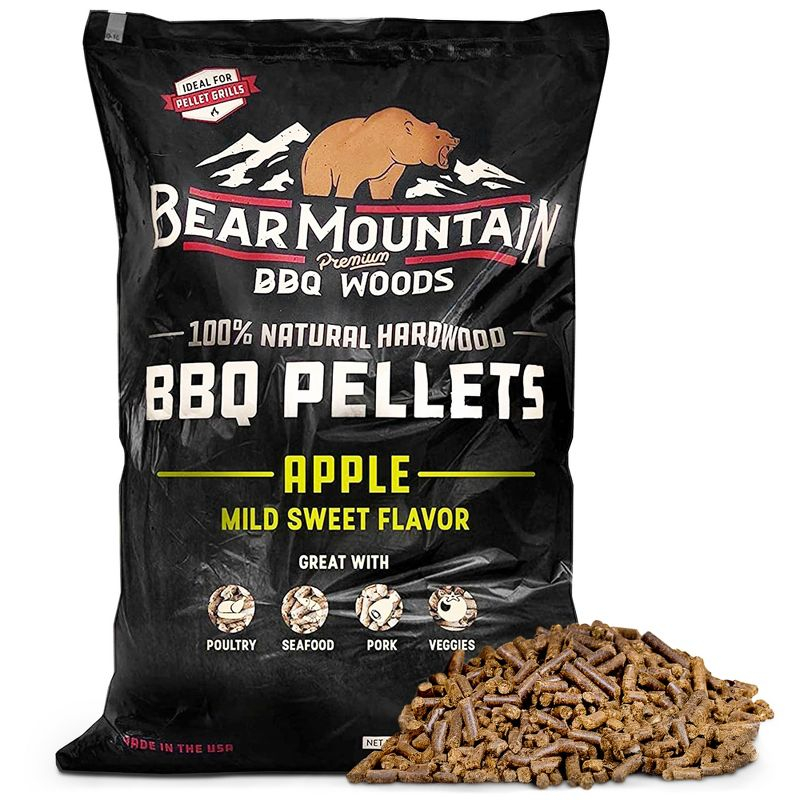 Bear Mountain BBQ Premium All Natural Mild and Sweet Apple Smoker Wood Chip Pellets For Outdoor Gas, Charcoal, and Electric Grills, 40 Pound Bag
