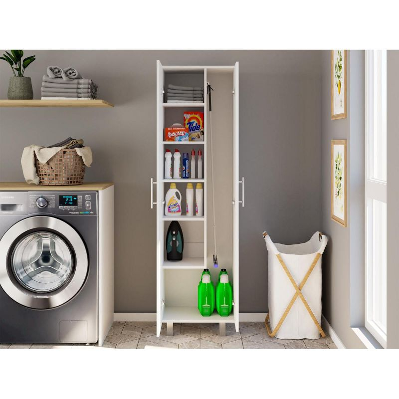 Depot E-Shop Cleaning Cabinet with Five Shelves and Broom Hangers