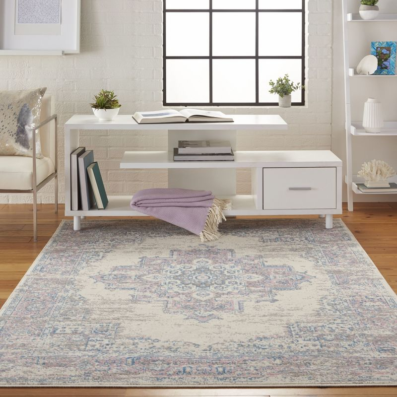 Nourison Grafix GRF14 Ivory/Pink Area Rug 3'9" x 5'9"