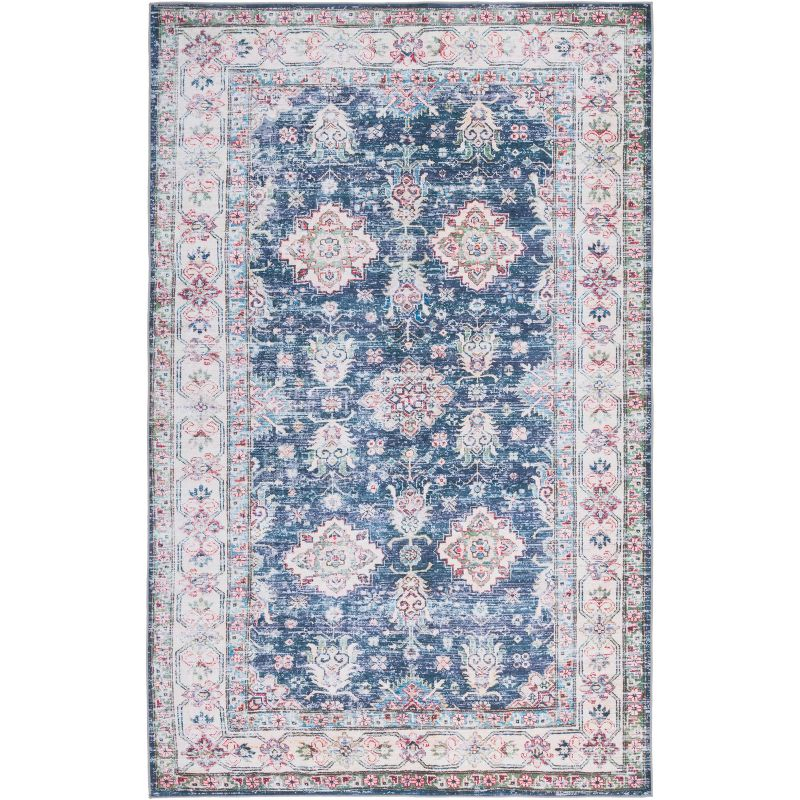 Tucson Vintage Persian TSN196 Power Loomed Machine Washable Skid-Resistant Indoor Area Rug - Navy/Beige - 9'x12' - Safavieh