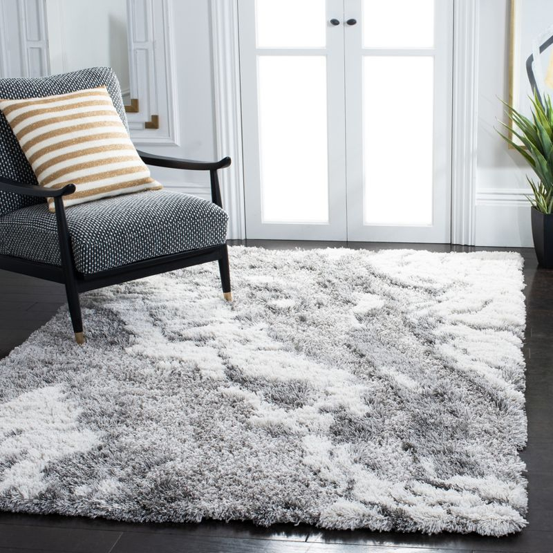 Horizon Shag 800 HZN890 Machine Made Area Rug - 4'x6' - Grey/Ivory - Safavieh