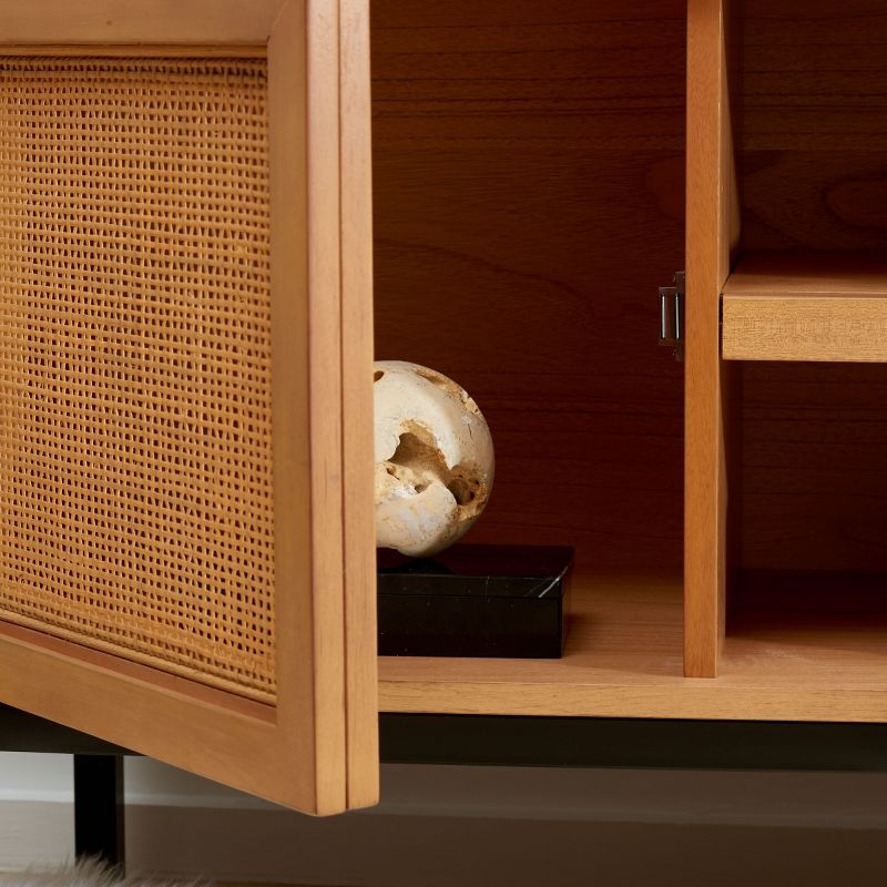 Zadie 2 Shelf Rattan Media Stand - MED5009 - Natural/Black - Safavieh
