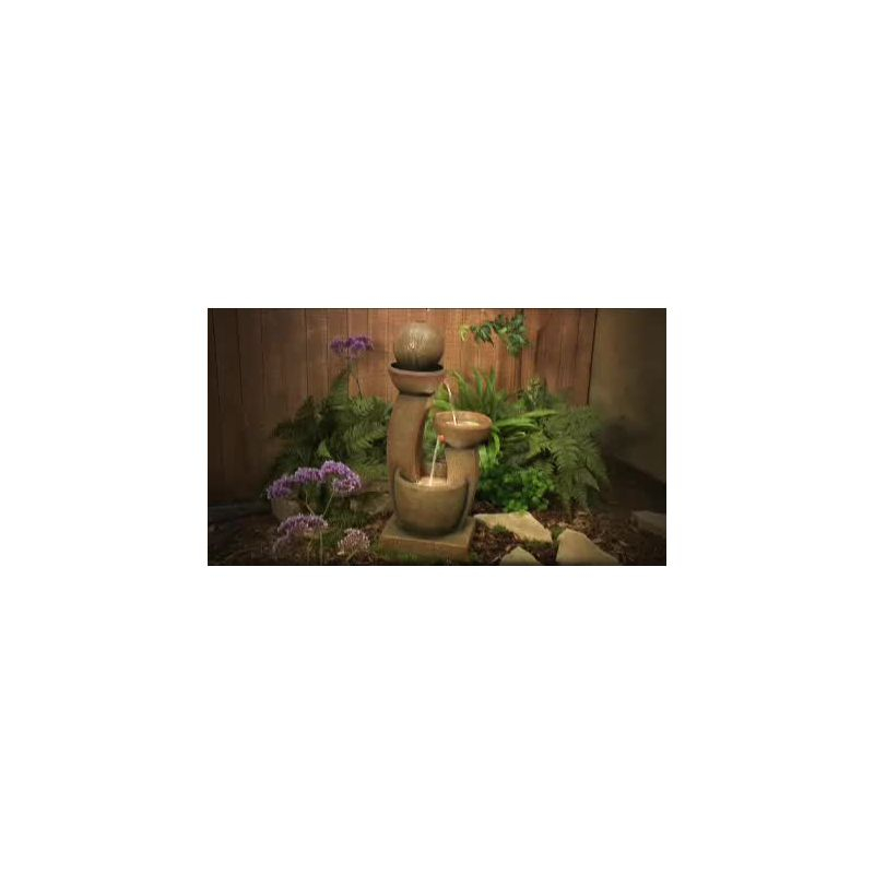 Curved Columns 31" High Large Modern Zen Indoor Outdoor Decor Faux Stone Floor Fountain with Light LED Outside Garden Patio