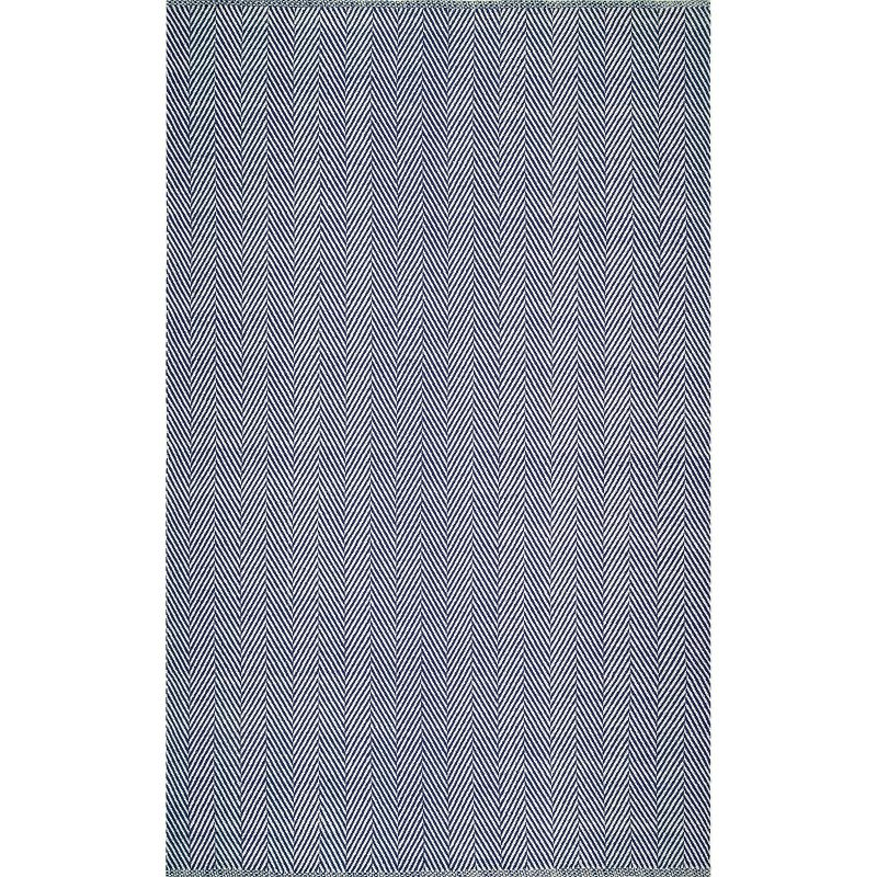nuLOOM 4'x6' Hand Loomed Kimberley Area Rug Navy: Contemporary Stripe, Low Pile, Indoor Cotton Rug