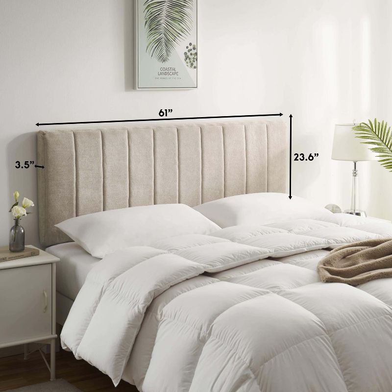 Upholstered Queen Headboard - Easy Assemble Wall Mounted Headboard with 3D Soundproof Wall Panels for Queen Size Bed - Beige