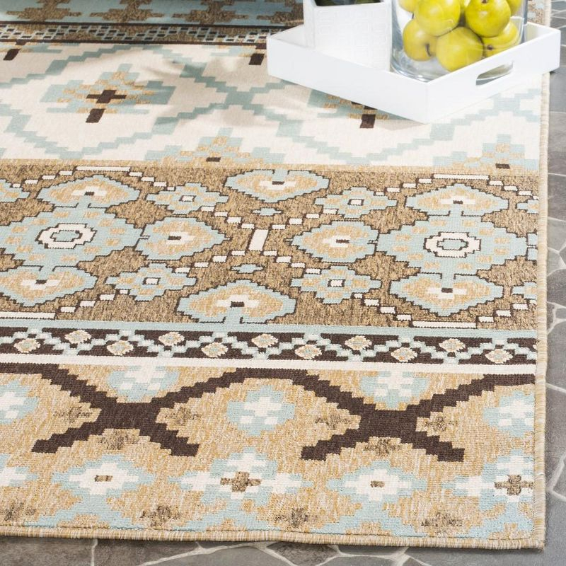 Veranda VER097 Power Loomed Indoor and Outdoor Area Rug - Creme/Brown - 5'3"x7'7" - Safavieh.