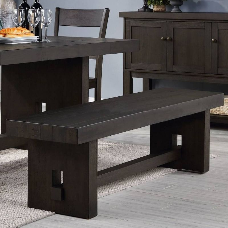 Acme Furniture Haddie Bench Distressed Walnut: Rectangular Wood Frame, Nailhead Trim, Seats 2