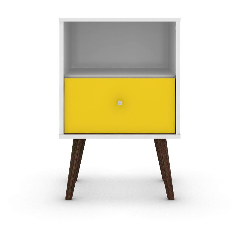 Liberty 1.0 Mid Century Modern Nightstand White/Yellow - Manhattan Comfort