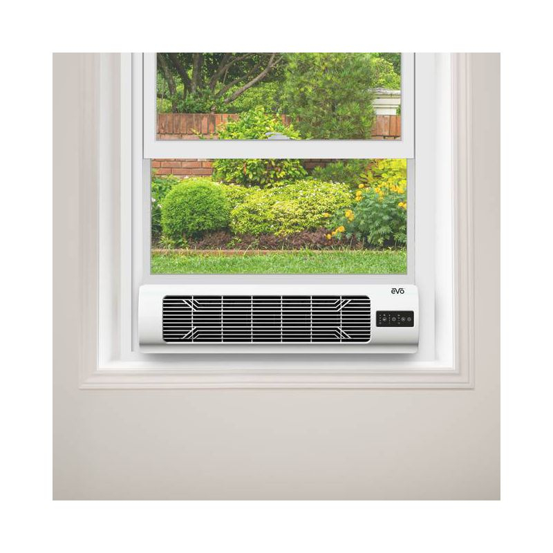 EVO Low Profile Oscillating Window Fan Air Circulator: Portable, Quiet, 4 Speeds, Remote, ETL Listed, 200-500 sq. ft.