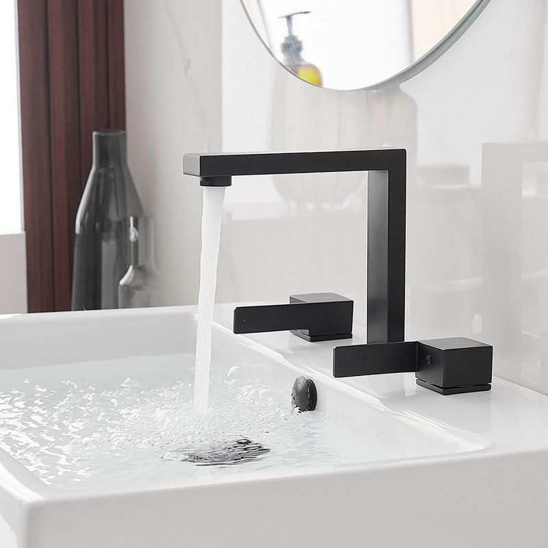 BWE 8 in. Widespread Double Handle Bathroom Faucet Water-Saving With Drain Kit In Matte Black