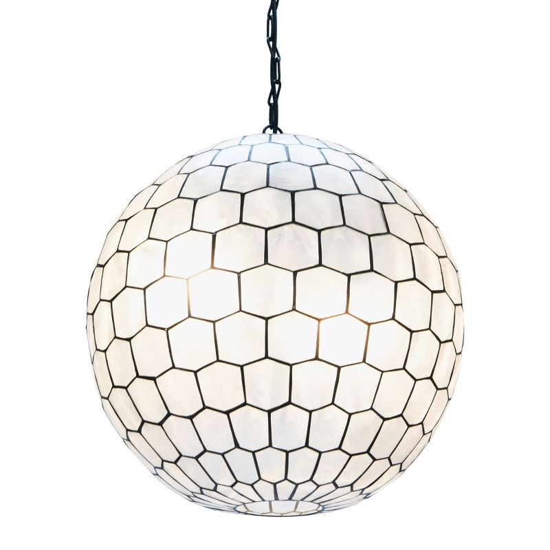 Storied Home 20"x19" Capiz Honeycomb Globe Pendant Light: ETL Listed, UL Certified, Metal Body