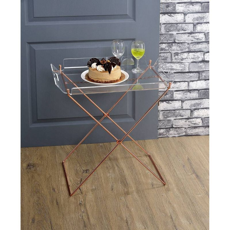 Acme Furniture Cercie Bar Serving Cart Clear Acrylic/Copper Finish