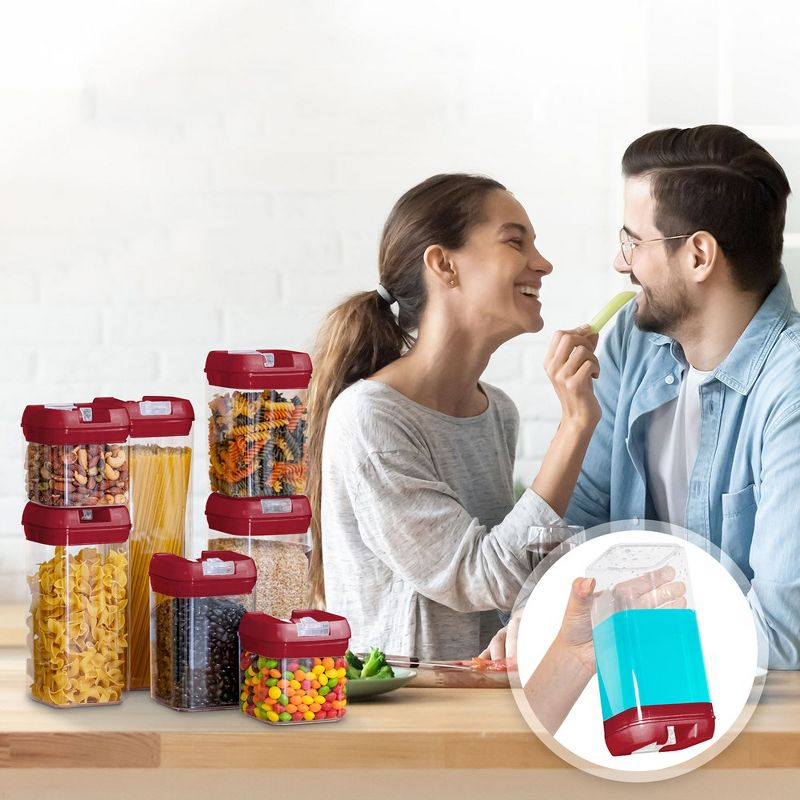 Cheer Collection Airtight Food Storage Containers, Set of 7 (Red)