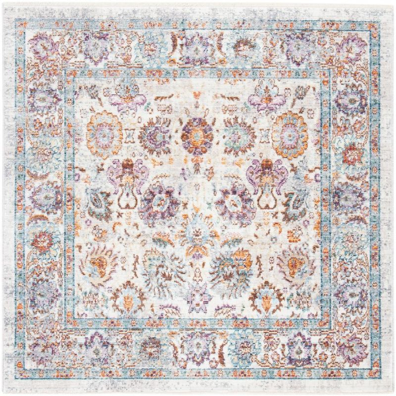 Illusion ILL710 Power Loomed Area Rug - Cream/Purple - 4'x4' - Safavieh