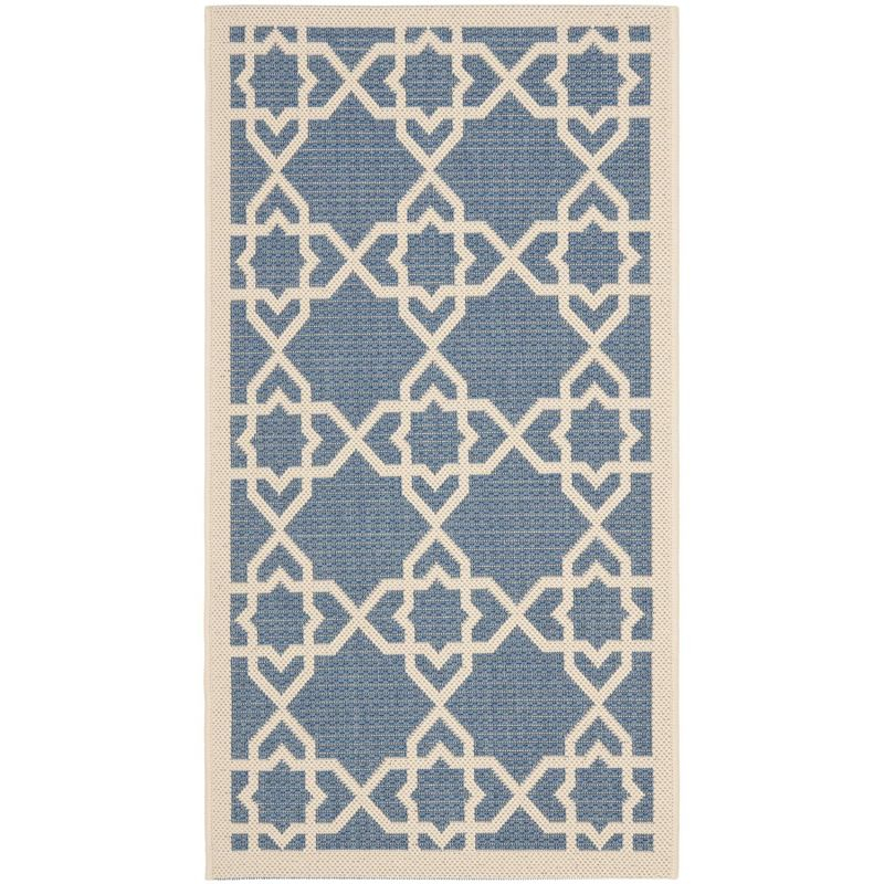 Courtyard CY6032 Power Loomed Indoor and Outdoor Accent Rug - Blue/Beige - 2'x3'7" - Safavieh