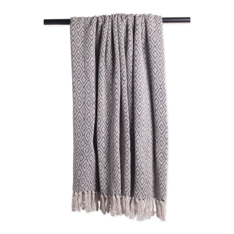 50"x60" Fields of Diamond Throw Blanket Dark Gray - Design Imports: Hypoallergenic, Machine Washable